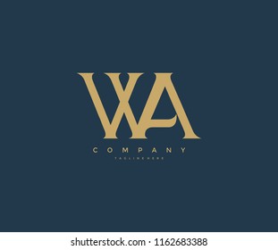Elegant WA Letter Linked Monogram Logo Design