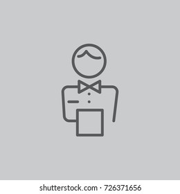 elegant waiter character icon on the white background