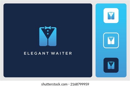 elegant waiter logo with a collar resembling a drinking glass