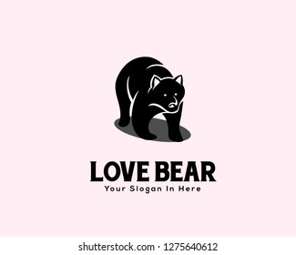 elegant walking bear front view logo design inspiration