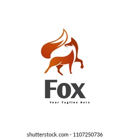 Elegant walking fox logo
