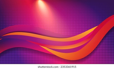 Elegant wallpaper in pink tones. Overlapping wavy shapes and stripes in beams of light on a textured background. Template for your projects. Vector.