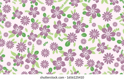 Elegant wallpaper for spring, with beautiful leaf and flower pattern background design.