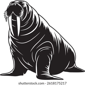 Elegant Walrus Vector Silhouette Graphic