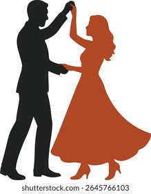 Elegant Waltz Couple Silhouette, couples dancing