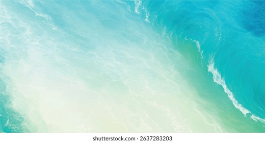 Elegant Water Wave Abstract Design in Soft Blue and Green Watercolor, Perfect for Background Use in Graphic Design Projects Focused on Tranquility and Oceanic Themes.
