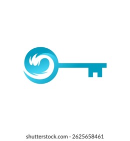 Elegant Water Wave Key Security Vector Logo