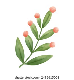 Elegant Watercolor Branch with Berries Illustration