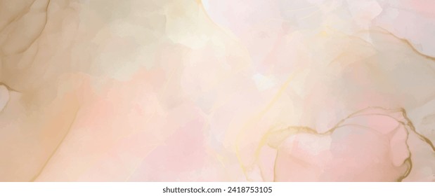 Elegant watercolor cover design with gold splashes on pink background. Luxury background cover design, invitation, poster, flyer, wedding card, luxe invite, business banner, prestigious voucher.