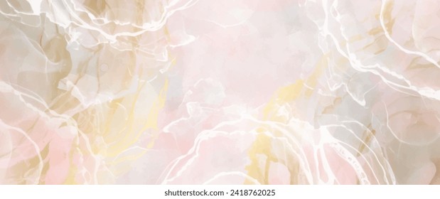 Elegant watercolor cover design with gold splashes on pink background. Luxury background cover design, invitation, poster, flyer, wedding card, luxe invite, business banner, prestigious voucher.