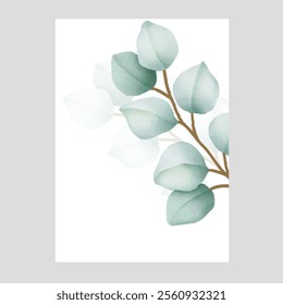 Elegant watercolor eucalyptus invitation card