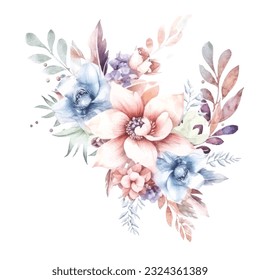 Elegant Watercolor Fairy Florals - Pastel Clipart Collection