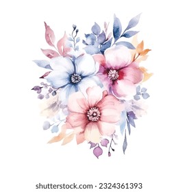 Elegant Watercolor Fairy Florals - Pastel Clipart Collection