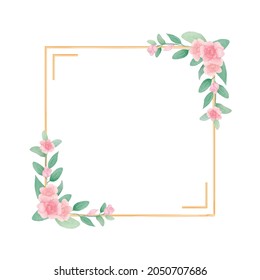 Elegant watercolor floral arrangements Square frame set with rose and leaves