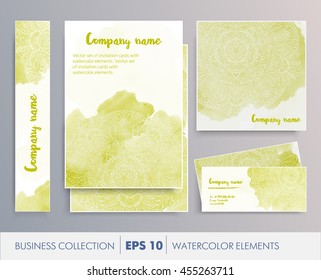Elegant watercolor floral ethnic mandala cards, design elements. For business set, wedding, mothers day, valentines day, birthday cards, invitations, banners,  gift wrap, print, manufacturing