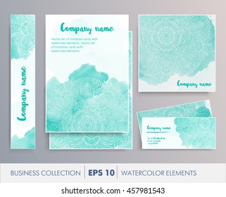 Elegant watercolor floral ethnic mandala cards, design elements. For business set, wedding, mothers day, valentines day, birthday cards, invitations, banners, flyers, gift wrap, print, manufacturing