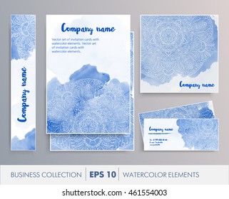 Elegant watercolor floral ethnic mandala cards, design elements. For business set, wedding, mothers day, valentines day, birthday cards, invitations, banners, flyers, gift wrap, print, manufacturing