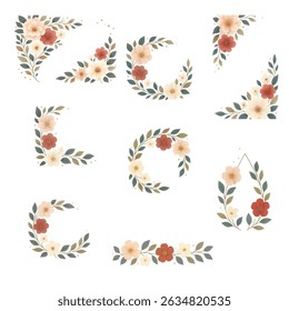 Elegant Watercolor Floral Frame Set with Pastel Flowers