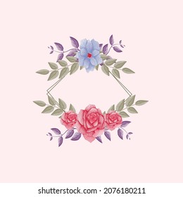 Elegant Watercolor floral frame wedding invitation Design