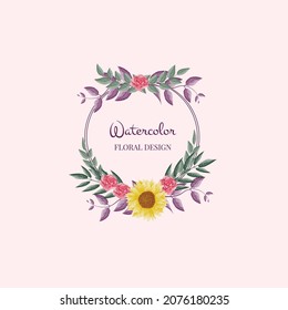 Elegant Watercolor floral frame wedding invitation Design