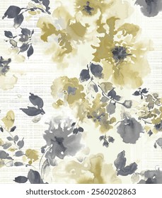 Elegant Watercolor Floral Pattern on Textured Background