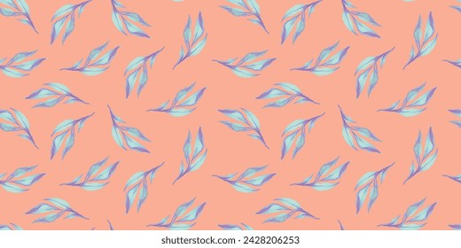 Elegant watercolor floral seamless patter. leaves watercolor ornament