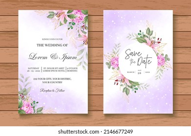 Elegant Watercolor Floral Wedding Card Set