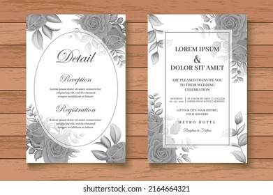 Elegant Watercolor Floral Wedding Card with Dark Floral Leaves