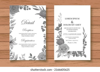 Elegant Watercolor Floral Wedding Card with Dark Floral Leaves