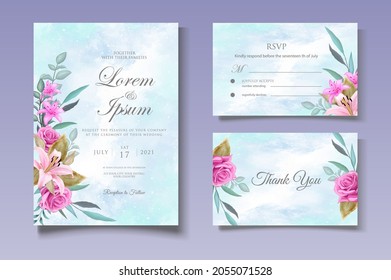 Elegant Watercolor Floral Wedding Invitation Card