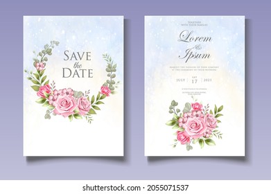 Elegant Watercolor Floral Wedding Invitation Card