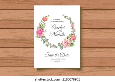 Elegant Watercolor Floral Wedding Invitation Card Set