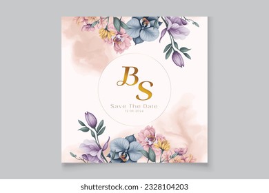 Elegant watercolor floral wedding invitation card design