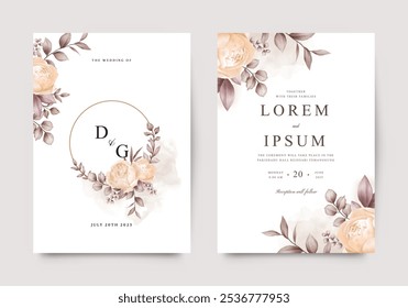 Elegant watercolor floral wedding invitation template