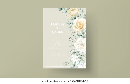 Elegant watercolor floral wedding invitations set template