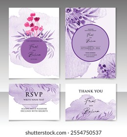 Elegant watercolor, flower watercolor texture decorative Vector elegant and leaves on aesthetic wedding invitation card template