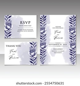 Elegant watercolor, flower watercolor texture decorative Vector elegant and leaves on aesthetic wedding invitation card template