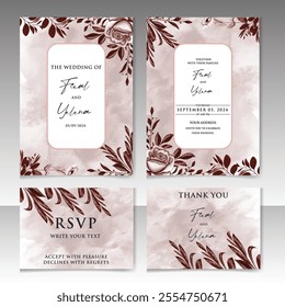 Elegant watercolor, flower watercolor texture decorative Vector elegant and leaves on aesthetic wedding invitation card template