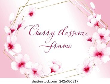 Elegant watercolor frame_card of cherry blossoms_pink