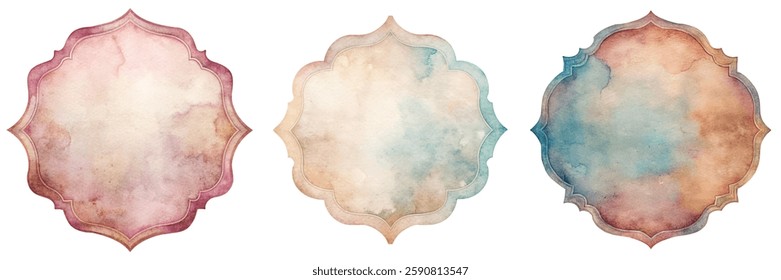 Elegant watercolor frames, soft pastel colors, decorative design elements, artistic background, versatile for invitations.