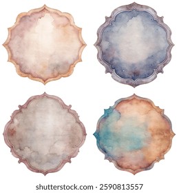Elegant watercolor frames, soft pastel colors, decorative design elements, vintage style, artistic background use.