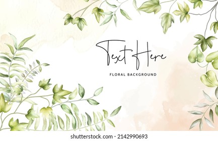 elegant watercolor greenery leaves floral background