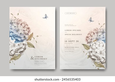 Elegant watercolor hydrangea floral wedding invitation card