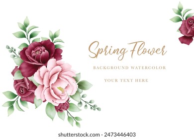 Elegant watercolor maroon roses flower floral background
