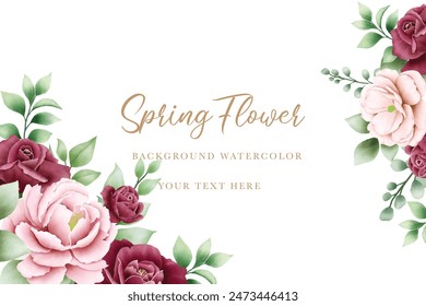 Elegant watercolor maroon roses flower floral background
