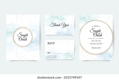 Elegant watercolor splashes for wedding invitation set template