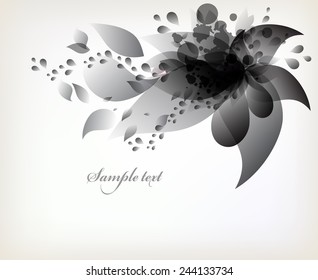 Elegant Watercolor vector background with black flower .