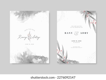 Elegant watercolor wedding card template