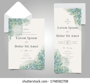 Elegant Watercolor Wedding Invitation Card Set with Greenery Foliage