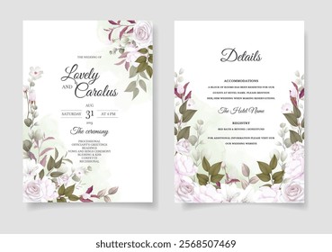 Elegant Watercolor Wedding Invitation Card. Illustrator and designer. Wedding Invites, save the date, Birthday Invites, Video Invites, E-Cards.